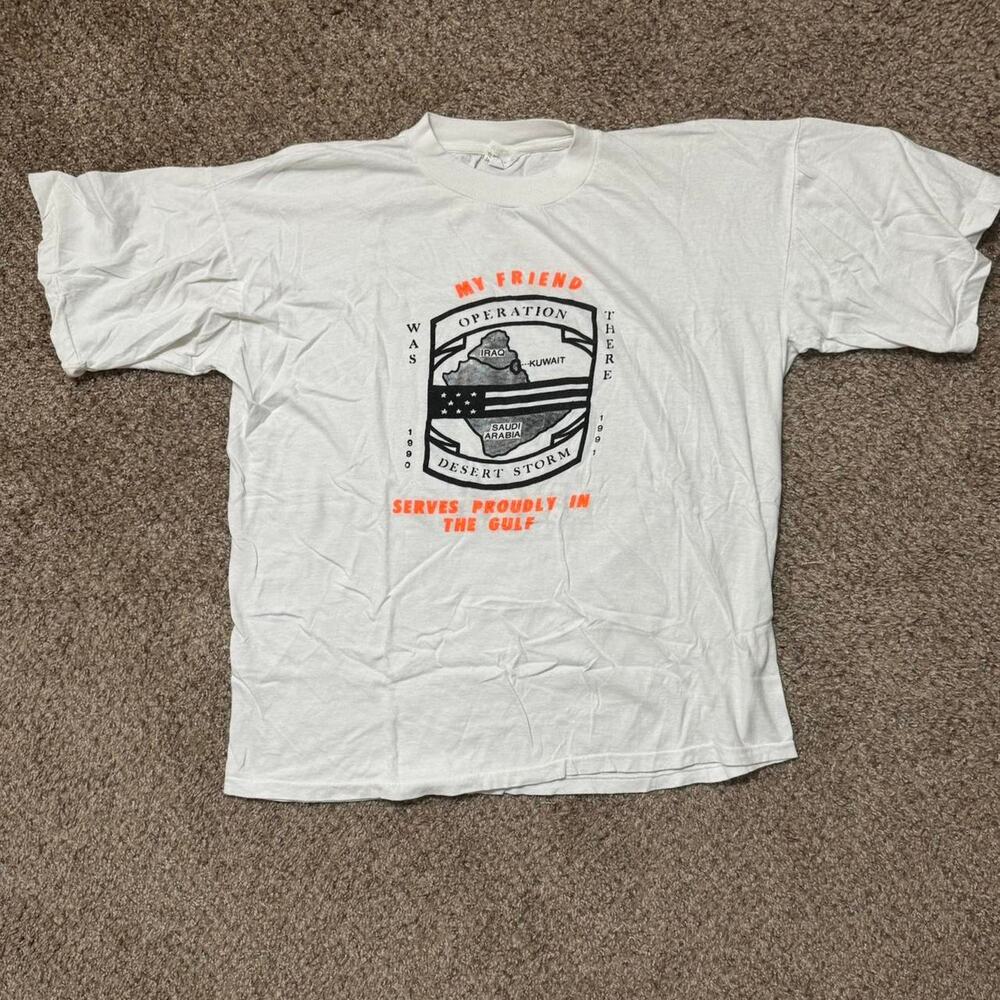 Vintage 1990 graphic middle east war shirt